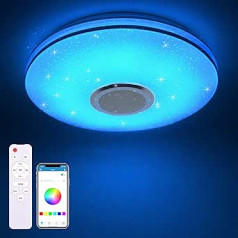 MILFECH 36 W LED griestu apgaismojums ar aptumšošanos ar Bluetooth skaļruni, tālvadības pulti un lietotņu vadību, LED griestu gaisma ar RGB krāsu maiņu, mūzika guļamistabai, bērnu istaba, viesistaba