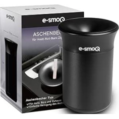 e-smoQ Pelnu trauks ar vāku elektroniskajām cigaretēm IQOS 3/3 Duo Aksesuāri Pelnu trauks automašīnai, birojam, mājām un āra (melns)