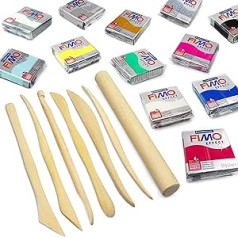 FIMO Effect Modeling Clay Professional Set -12 x 57g + 7 Pro Molding Instruments