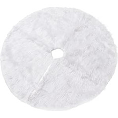 OULII Plush Christmas Tree Skirt Faux Fur Tree Skirt Christmas Decoration White 78 cm