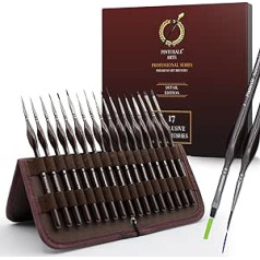 Pinturale Fine Brush Set - 17-Piece Detailed and Fine Brush Set Painting Including Elegant Case | Artist Brush Ideal for Acrylic Paints, Watercolour, Model Building, Oil Paints, Watercolour Brush Set