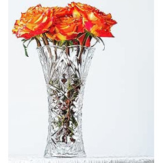 H&D HYALINE & DORA 28.5 x 15.5 cm Glass Flower Vase in Sunflower Shape, Thickened Vase Made of Clear Crystal Glass, Gift for Flower Lovers