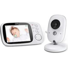 GHB Baby Monitor ar kameru Baby Monitor 3,2 collu LCD nakts redzamības VOX režīma domofona funkcija un šūpuļdziesmas iekštelpās