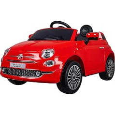 Tachan — elektriskais transportlīdzeklis FIAT 500 Red bērniem, 6 V akumulators un radio vadība R/C 2,4 g, gaismas, skaņas signāls un aizdedze (711T00642 CPA Toy GROPU Trading SL)