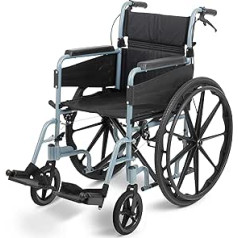 Days Escape Lite pašgājējs šaurs ratiņkrēsls, sudraba zils, viegls un salokāms rāmis, alumīnija ratiņkrēsls, pārnēsājams tranzīta ceļojumu krēsls, noņemami kāju balsti