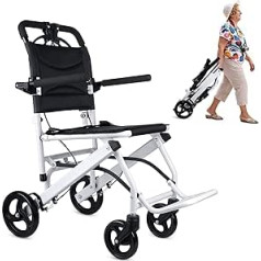 Broobey Складная транспортная дорожная инвалидная коляска для взрослых, поддержка 100 кг, складная легкая портативная алюминиевая инвалидная 