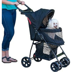 Pet Gear Happy Trails mājdzīvnieku ratiņi kaķiem/suņiem, viegli salokāmi ar noņemamu starpliku, uzglabāšanas grozs