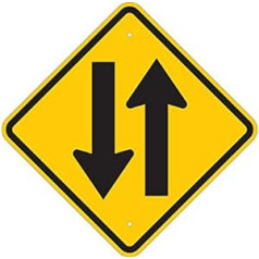 Breidijs Verkehrskontrollschild, leģenda "2 Wege Verkehrssymbol", 61 cm Höhe, 61 cm Breite, schwarz auf gelb 124581