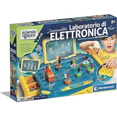 Clementoni Game Lab elektroniskā shēma bērniem, Zinātnes eksperimentu komplekts, Zinātnes laboratorija 8 gadi, rokasgrāmata itāļu valodā, daudzkrāsains, 19249