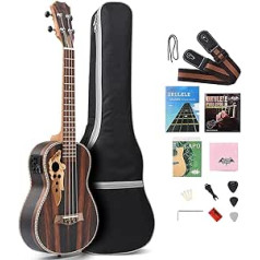 Batking Tenor Ukulele 26 collu Visa Blackwood Tenor akustiskā elektriskā ukelele ar kopņu stieni ar EQ ar koncertsomu, siksniņu, neilona stīgu, elektrisko skaņotāju, pick, kratītāju