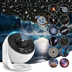 Mexllex Planetarium Starry Sky Projector, 12 Planet Discs, Galaxy Projector Lamp, Starry Sky for Bedroom, LED Starry Sky Projector for Children