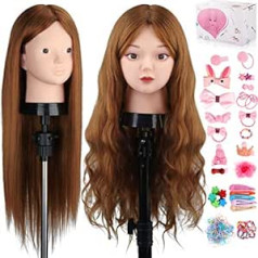 ‎Topdirect TopDirect 60 cm / 23,5 collas 80% Real Hair frizieru galvas grims Lelles galvas aplauzums frizieru prakse Manekena galva ar DIY matu frizūru komplektu