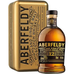 Aberfeldy 12 Jahre alter Highland Scotch Single Malt Whisky in goldener Geschenkdose, im Eichenfass gereift, Noten von Honig, Früchten, Gewürzen, Vanille & ein Hauch Rauch, 40% Vol., 70 cl/700 ml