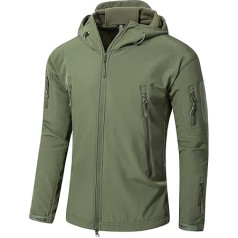 YFNT Tactical Softshell flīsa jaka maskēšanās militārais kapucis āra pārgājieniem kempings silts iekšējais odere vēja necaurlaidīgs ūdensizturīgs mētelis jakas slēpošanas jaka, zaļa, xl