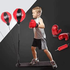 BOLLAER Sport Boxing Ball Set, Stress Relief & Fitness, Stand Up Punch Bag Boxing Bag with Stand and Gloves, Boys and Girls