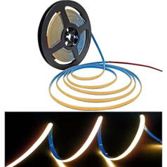 Tesfish LED sloksne 24 V, 5 mm plata īpaši plāna LED sloksne COB silta balta 3000 K 5 m 480 gaismas diodes/M Kopā 2400 gaismas diodes Neona gaisma elastīga LED gaismas sloksne ballītei, lete, plaukts, mājas dekors