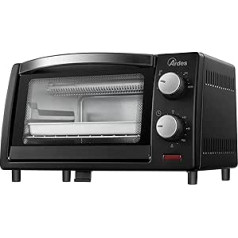 ARDES - AR6211B Electric Small Oven Capacity 10 Litres with Interior Lighting Adjustable Thermostat and Timer with Double Glass Automatic Shut-Off - With Accessories