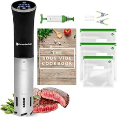 KitchenBrothers Sous Vide Stick Garer - Souvide komplekts - Souvit Rod - Suvit Garer - Souvit Rod - Sou Vide Rod - Suvide Garer - 0 līdz 95 °C, Regulējams Pro 0,2 °C - Taimera funkcija - Signalizācija - 1200 W