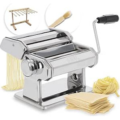 ADE High-quality manual pasta machine, 7 dough thicknesses for lasagna, spaghetti fettucine, with extras: pasta dryer and cleaning brush, stainless steel pasta maker, pasta machine, pasta dough