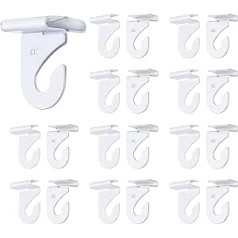 INCREWAY Hanging Ceiling Hooks, 20 Pieces High Strength Metal Ceiling Hooks T-Bar Hooks for Hanging Decorations and Plants in Classrooms, Home and Office, 20 Right and 20 Left (White)