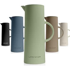 LARS NYSØM Thermal Coffee Carafe 1 Litre | Insulated Thermos Flask | Coffee Pot & Teapot Thermal | 12 Hours Hot & 24 Hours Cold | Plastic Insulated Jug with Glass Flask (Sage, 1000 ml)