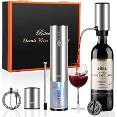 Electric Wine Opener, Wine Opener Set, Gift Box with Rechargeable Electric Wine Decanter and Wine Aerator and Pourer, Rechargeable Wine Bottle Opener with Foil Cutter,