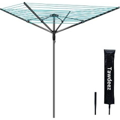 4 Arm 45M Portable Folding Rotary Airer Outdoor Garden Heavy Duty with Metal Ground Spike and Cover (Grey)