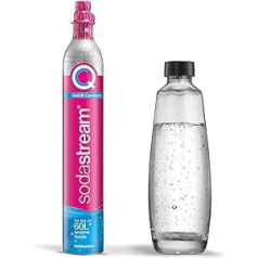 SodaStream QC rezerves pakotne ar 1x Quick Connect CO2 cilindru (Ieguve: 60 L) un 1 x 1,0 L stikla pudeli, rozā, 27,5 x 16 x 44 cm