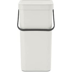 Brabantia - Sort & Go Abfallbehälter 16L - Mittelgroßer Recyclingbehälter - Tragegriff - Pflegeleicht - Auch für die Wandmontage Geeignet - Küchenmülleimer - Gaiši pelēks - 22 x 28 x 40 cm