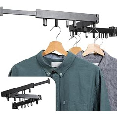 Homra Clothes Airer Wall 120 cm | Apģērbu līnija Pagarināma siena | Apģērbu žāvētāja siena | Clothes Rail Apģērbi Airer Piestiprināms pie sienas | Dvieļu žāvētājs | Drēbju āķis Salokāms | Sienas žāvētājs melns