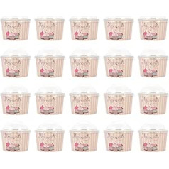 Cabilock Ice Cream Bowls Paper Dessert Bowl with Lid 50 Sets Disposable Dessert Cups Ice Cream Bowls Dessert Cups Fruit Bowls Finger Food Cups for Cheese Bread Fruit Salad Pink