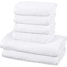 Amazon Basics - Quick Drying Towel Set, 2 Bath Towels and 4 Hand Towels - White, 100% Cotton