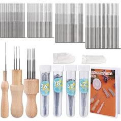 103 Pieces Needle Felting Tool with 100 Felting Needles and 3 Models of Wooden Handles, Wool Felting Tool with 4 Sizes