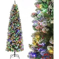 230 cm Christmas Tree with 350 Lighting, RGBW 9 Light Modes, Pre-Lit Artificial Christmas Tree PVC, Easy Assembly for Christmas Decoration