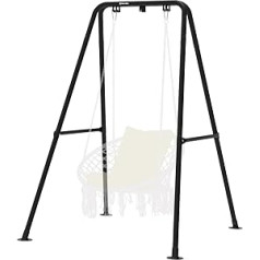 Šūpuļtīkla rāmis, piekarināmā krēsla rāmis, maksimālā slodze 150 kg, šūpuļtīkla rāmis, lietošanai iekštelpās vai ārā, ar rāmi (melns)
