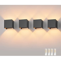 Klighten 4 LED sienas lampu komplekts ar maināmu G9 LED lampu, silti balts, 3000 K, alumīnija LED sienas lampa, regulējams gaismas leņķis iekštelpās/ārā, āra apgaismojums viesistabai, dārzs, tumši pelēks