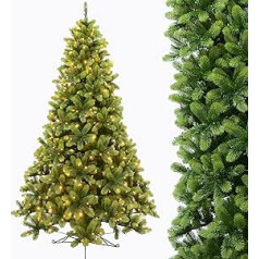IGOOD mākslīgā Ziemassvētku eglīte, 100% iesmidzināšanas formas 210 cm ar apgaismojumu 500 silti balti un daudzkrāsaini lukturi, 1315 blīvuma zaru uzgaļi, PE Ziemassvētku eglīte Eleganta Nordmann egle Ziemassvētkiem