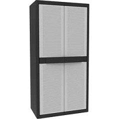 Terry, Jumbo Cab 3900 Qblack, Besenschrank mit zwei Türen, vertikaler Trennwand und 4 Einlegeböden, für innen und außen - 89,7x53,7x180 cm