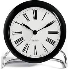 Rosendahl 43671 Arne Jacobsen Roman Tischuhr ar signalizāciju, Ø 11 cm, Schwarz/Weiß