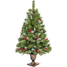 Artificial Christmas Tree 120 cm, Uten Christmas Tree with Pine Cones, Red Berries and Snow, 300 Tips, Decoration for Christmas