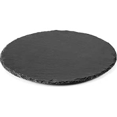 4 Plates Round Slate Plate Natural Black Graphite Serving Cheese Sushi Dessert Lid Sausage Snacks Food (Diameter 22 cm (Pack of 4)