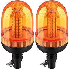 2x LED Amber Rotating Flash Beacon Flexible DIN Pole Mount Tractor Warning Light