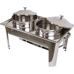 Stainless Steel Food Warmer Round Sauces Warming Container Chafing Dish 2x 4.5 Litres