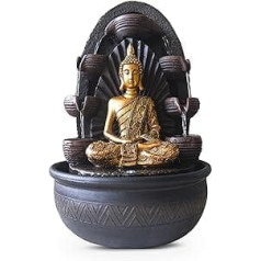 Indoor Fountain Water Wall Cascade Buddha Statue Removable Colourful LED Light Lucky Fountain with Closed Circuit H 40 cm Chakra Zen'light