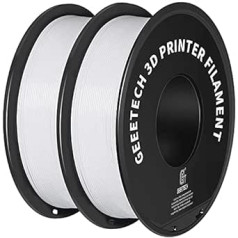 Geeetech PLA kvēldiegs 1,75 mm, 3D printera PLA kvēldiegs, 1 kg uz spoles, 2 spoles, balti balti