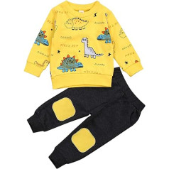 Geagodelia Baby Clothing Outfit Boys Baby Clothing Set T-krekls Džemperis + Bikses Šorti Newborn Soft Dinosaur Baby Set, Dzeltens - garām piedurknēm