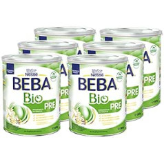 BEBA Bio Pre Anfangsmilch, Anfangsnahrung von Geburt an, 6er Pack (6 x 800 g)