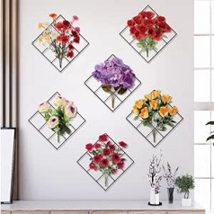 Magic 3D Effect Vivid Flower Rose Tulpes Sienas Uzlīmes Vinila Noņemamas Zaļās Lapas Sienas Uzlīmes Guļamistabai Viesistabai Biroja virtuves apdares komplekts 6 (31x31cm)