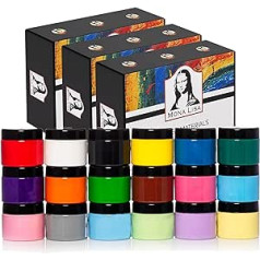 Südor Monalisa High Coverage Acrylic Paint Set, 18 x 125 ml, 100% Non-Toxic, 6 x Pastel (Chalky) + 6 x Primary Colours + 6 x Secondary Paints High Opacity, Highly Pigmented for Painting on Wood,