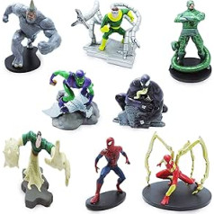 Disney Store Spider-Man Deluxe 9 daļīgs Marvel rotaļu komplekts ar 9 veidotām plastmasas figūriņām, piemērots bērniem no 3 gadu vecuma